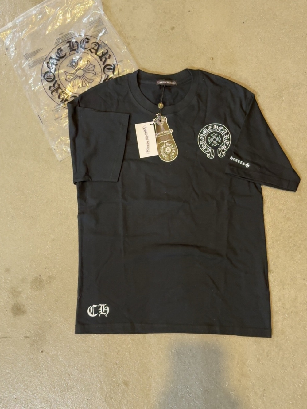 Chrome Hearts Black Tee with White Logo Prints